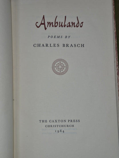 Ambulando Charles Brasch Caxton Press 1964 Caxton Press Christchurch5