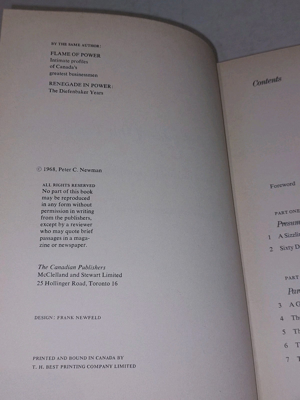 The Distemper of Our Times, Peter C Newman (1968) Hb Book With Dj3