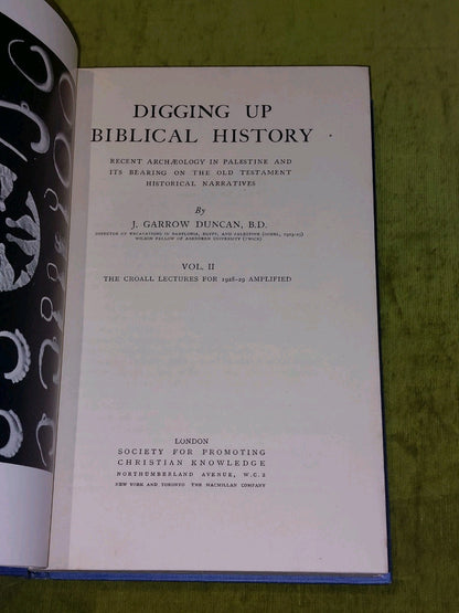 Digging Up Biblical History [Croall Lectures] J. Garrow Duncan (1931) 1st Ed Hb5
