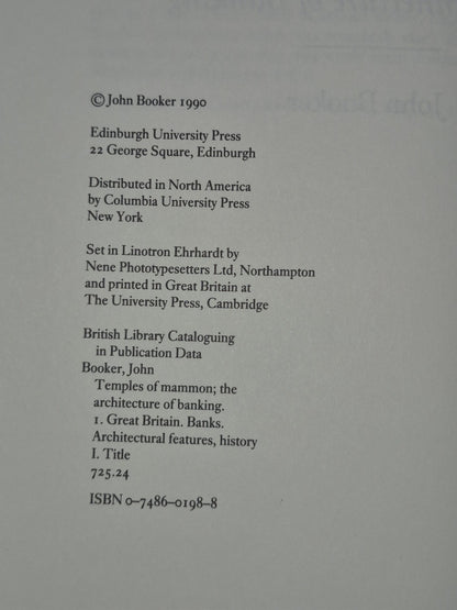 Temples of Mammon: Architecture of Banking John Booker1 19905