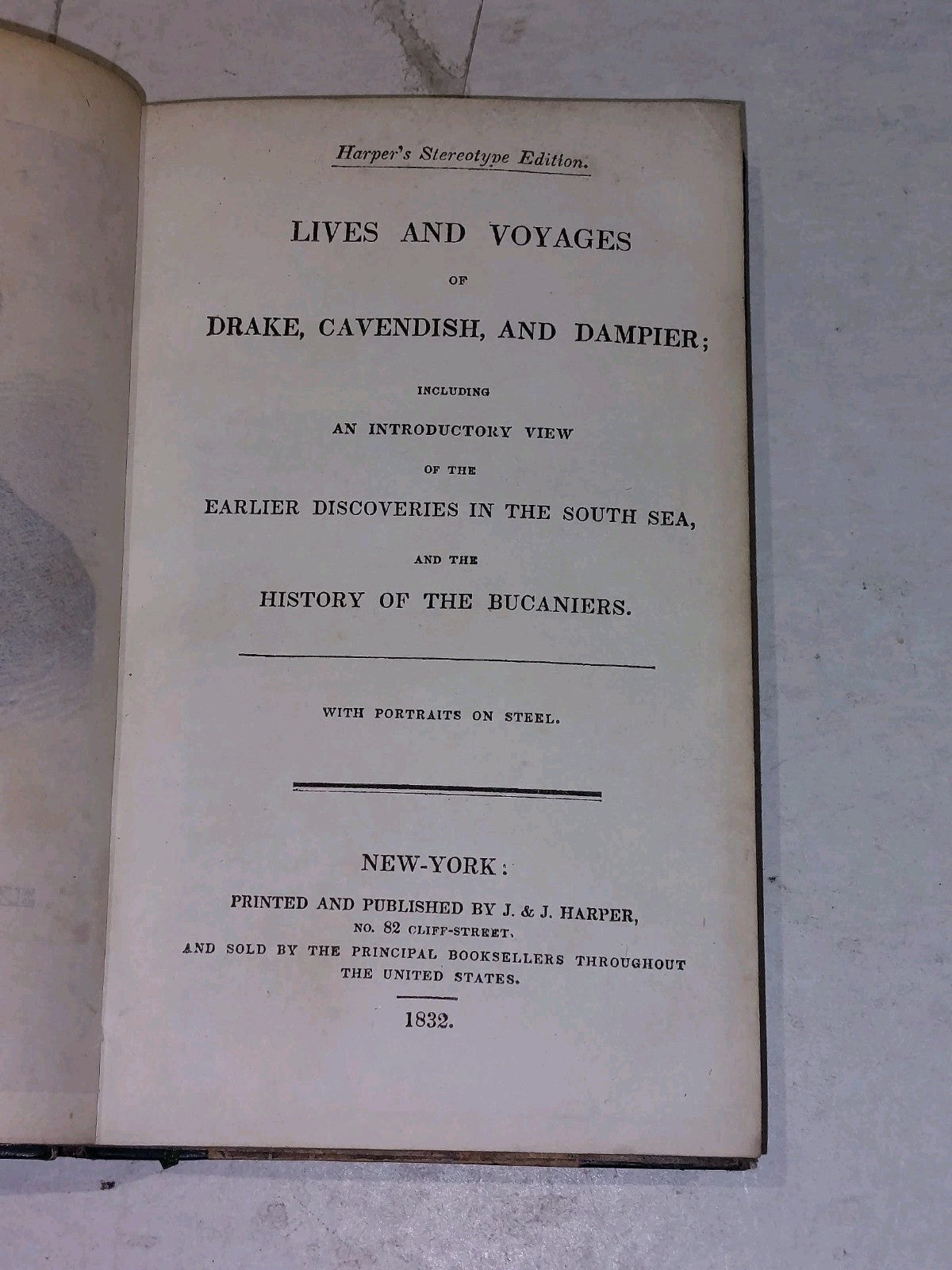 Lives & Voyages Of Drake, Cavendish & Dampier [J & J Harper, New York] (1832) Hb3