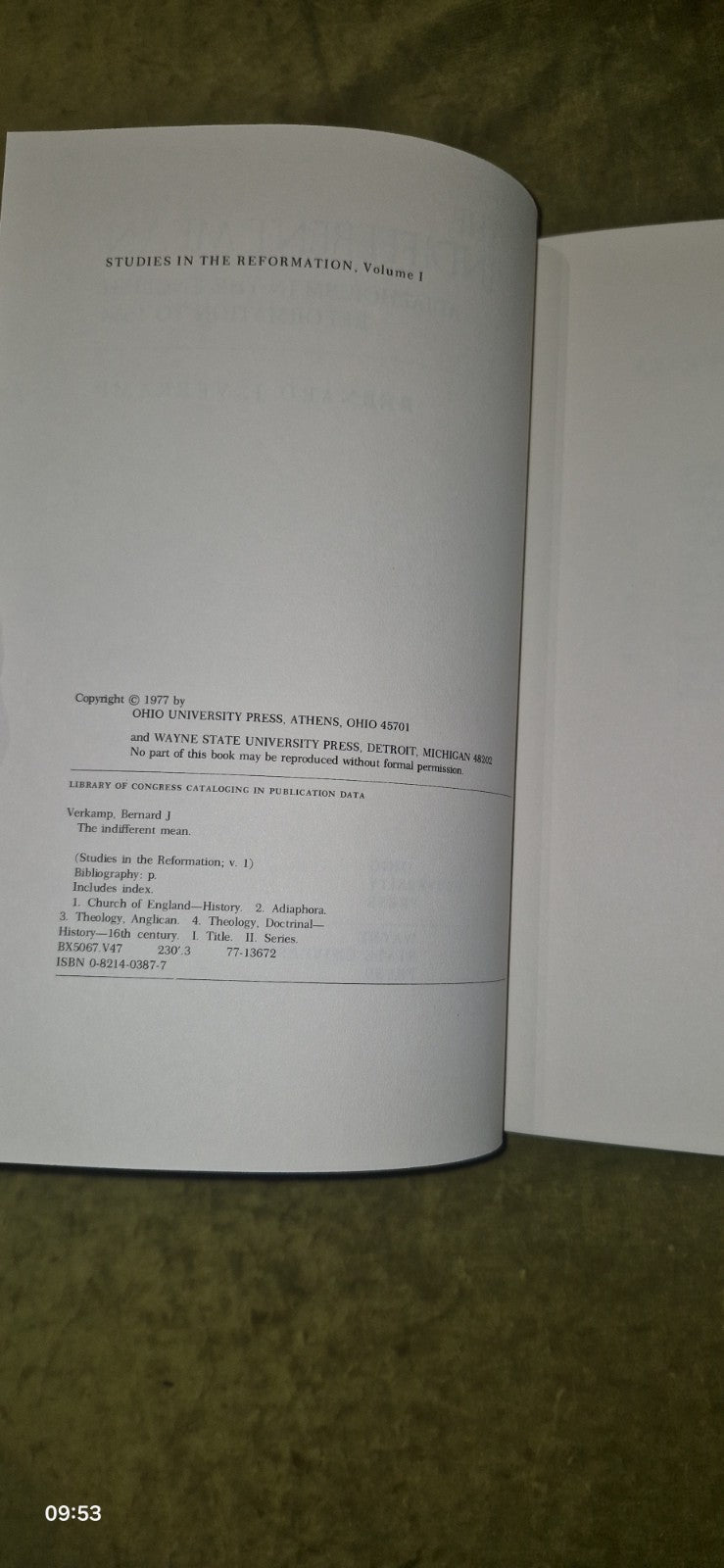 Bernard J Verkamp / indifferent mean Adiaphorism in the English Reformation4