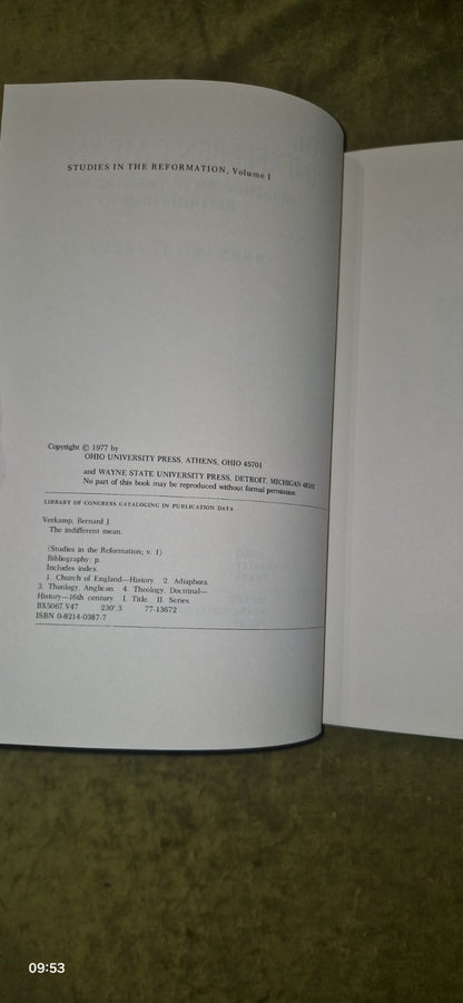 Bernard J Verkamp / indifferent mean Adiaphorism in the English Reformation4