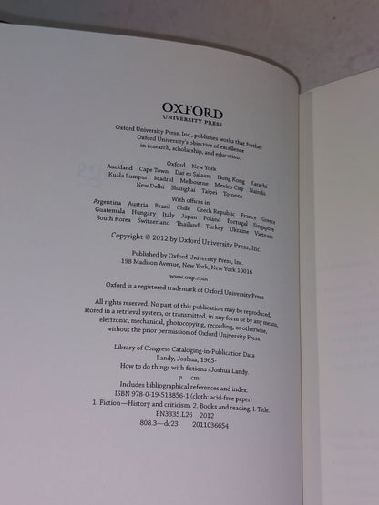 HOW TO DO THINGS WITH FICTIONS By Joshua Landy (2012) Hb Book4