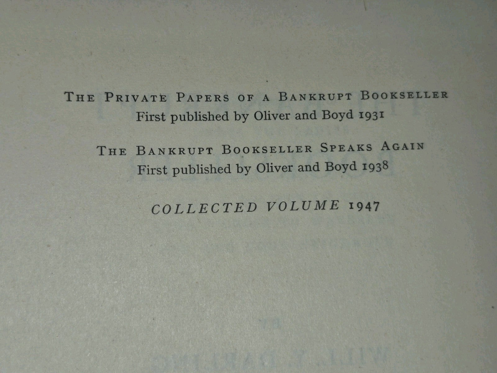 "The Bankrupt Bookseller" 1947 DARLING, Will. Y.5