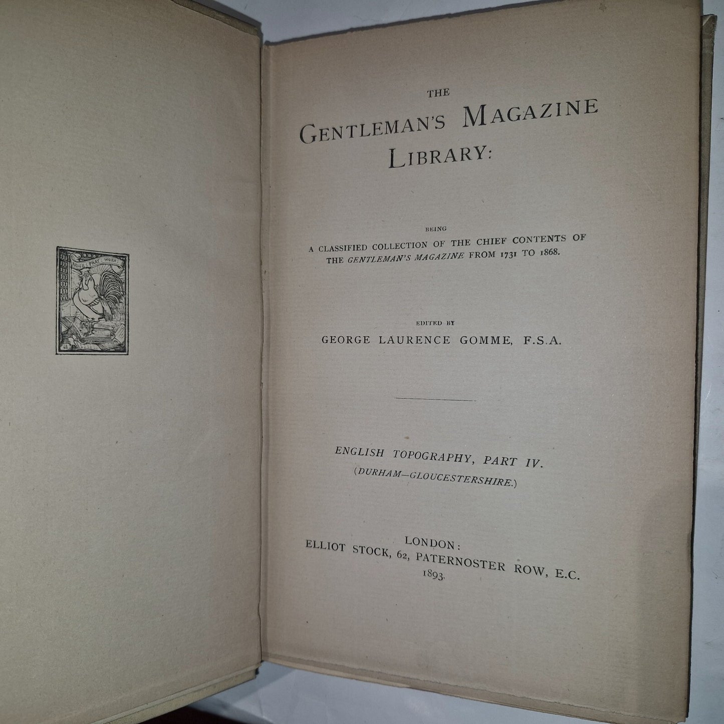 The Gentleman's Magazine Library: English Topography Volumes 1,3,4,5. Gomme 18917