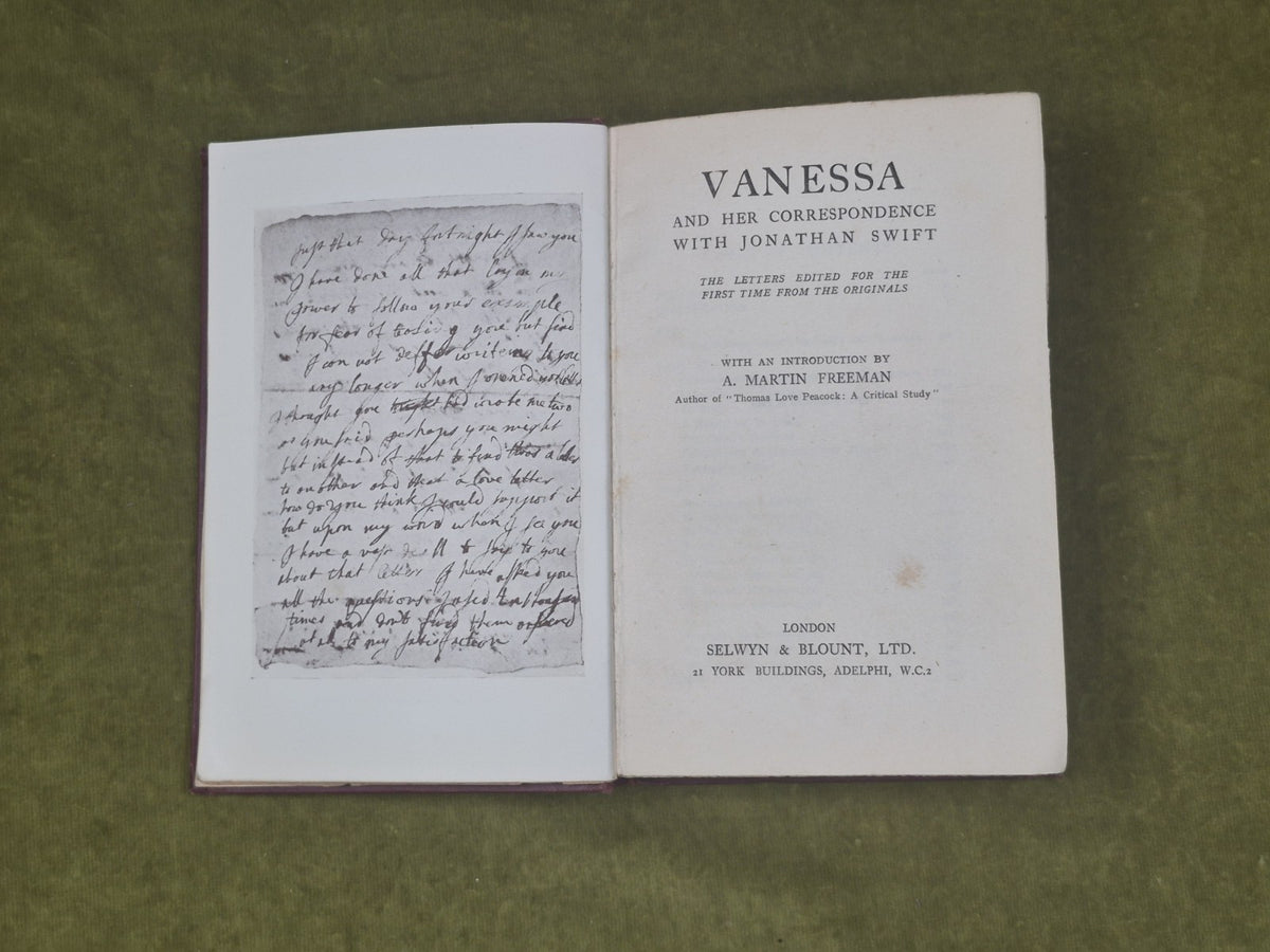 Vanessa and Her Correspondence with Jonathan Swift , Selwyn & Blount 1921 HB4