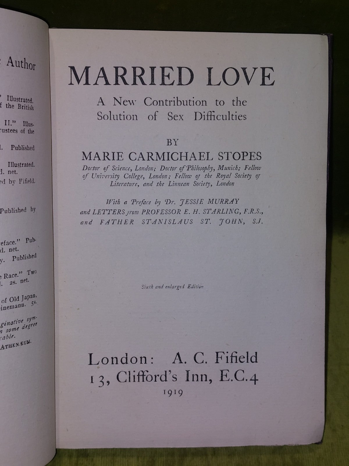 Married Love (1919 Sixth Impression) Marie Stopes2