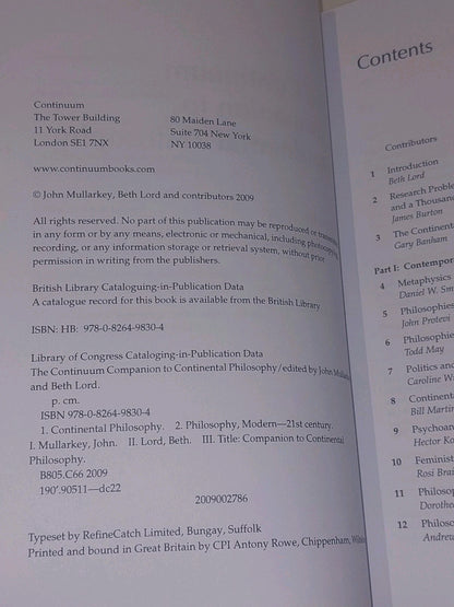 Continuum Companion to Continental Philosophy - Mullarkey & Lord (2009) Hb 5