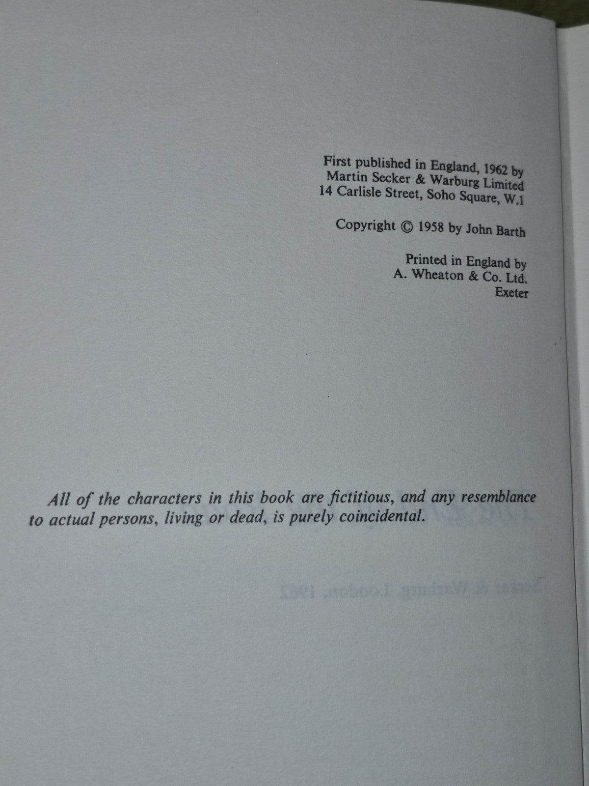 The End of the Road, John Barth. 1962 1st British Edition 5