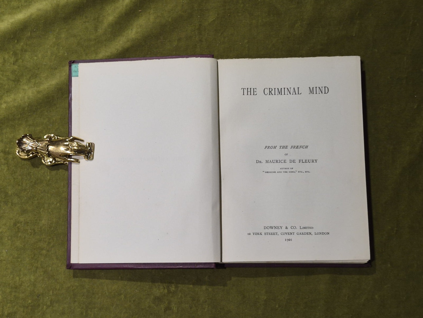 The Criminal Mind - Maurice de Fleury 1901 1st HB  Downey & Co4