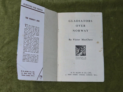 GLADIATORS OVER NORWAY by VICTOR MacCLURE 1st Edition 1942 VG3