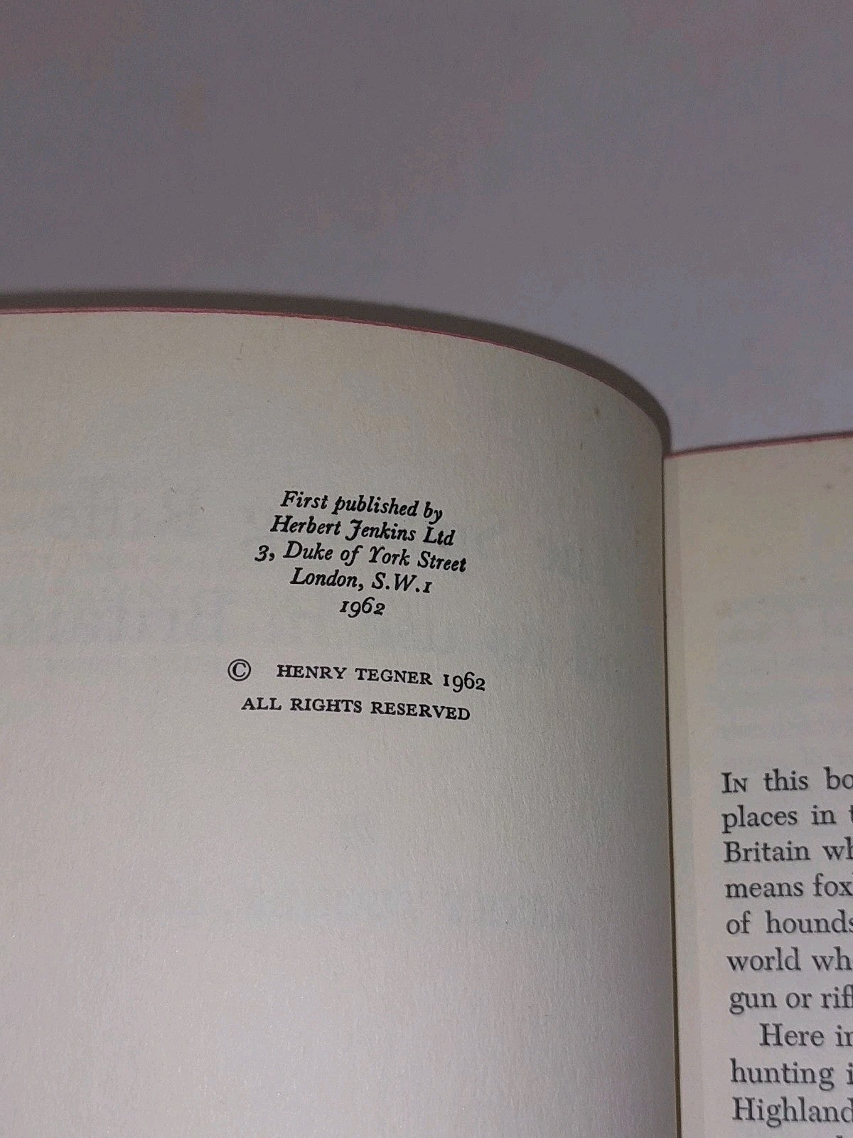 The Sporting Rifle & its Use in Britain (1962) Henry Tegner 1st Ed Hb Book4