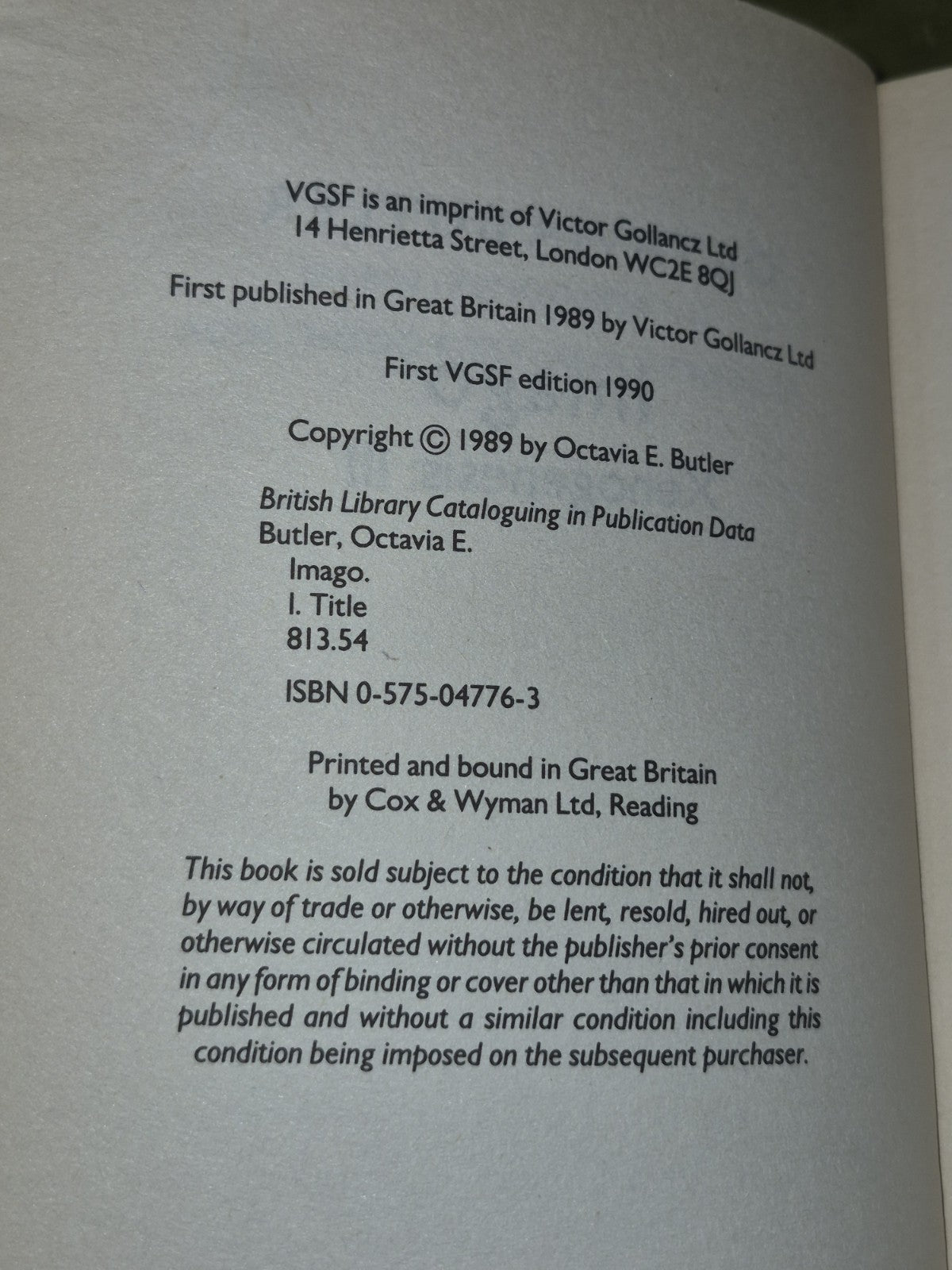 Dawn Rites Imago - Xenogenesis Trilogy  Octavia Butler - VGSF, 1988/89/907