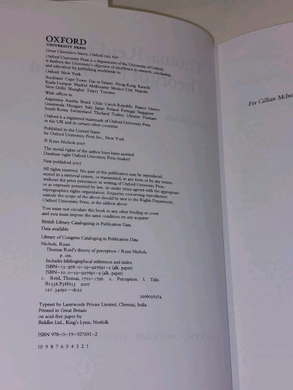 Thomas Reid's Theory of Perception by Ryan Nichols Oxford 1st Ed 2007 Hb Book4