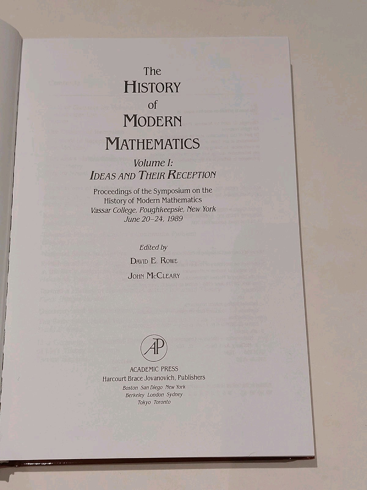 History Of Modern Mathematics [Vol. 1] Ideas & Their Reception  Rowe & McCleary3