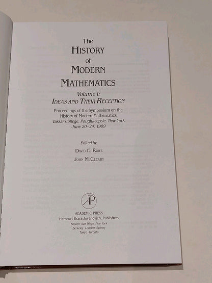History Of Modern Mathematics [Vol. 1] Ideas & Their Reception  Rowe & McCleary3