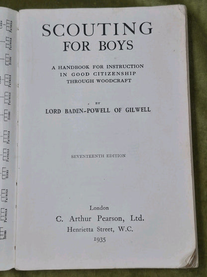 Scouting for Boys by Lord Baden-Powell of Gilwell 17th edition 1935 *S6
