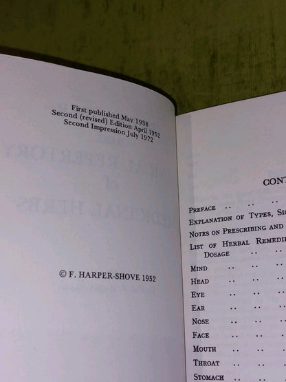 Prescriber and Clinical Repertory of Medicinal Herbs by F. Harper-Shove Pb 19724