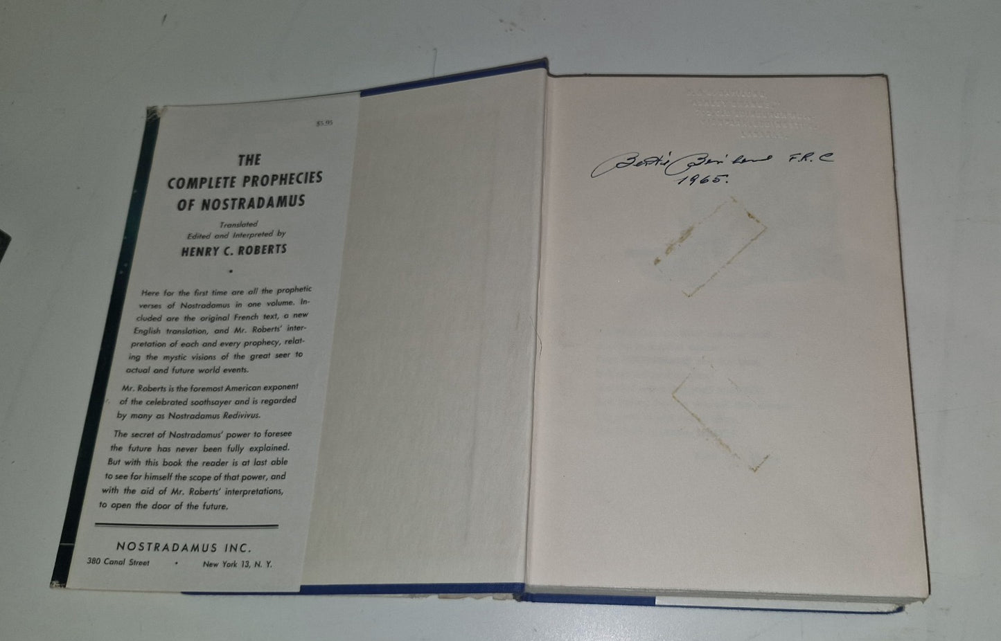 The Complete Prophecies of Nostradamus by Henry C Roberts HC DJ 1964 1st Ed. 5