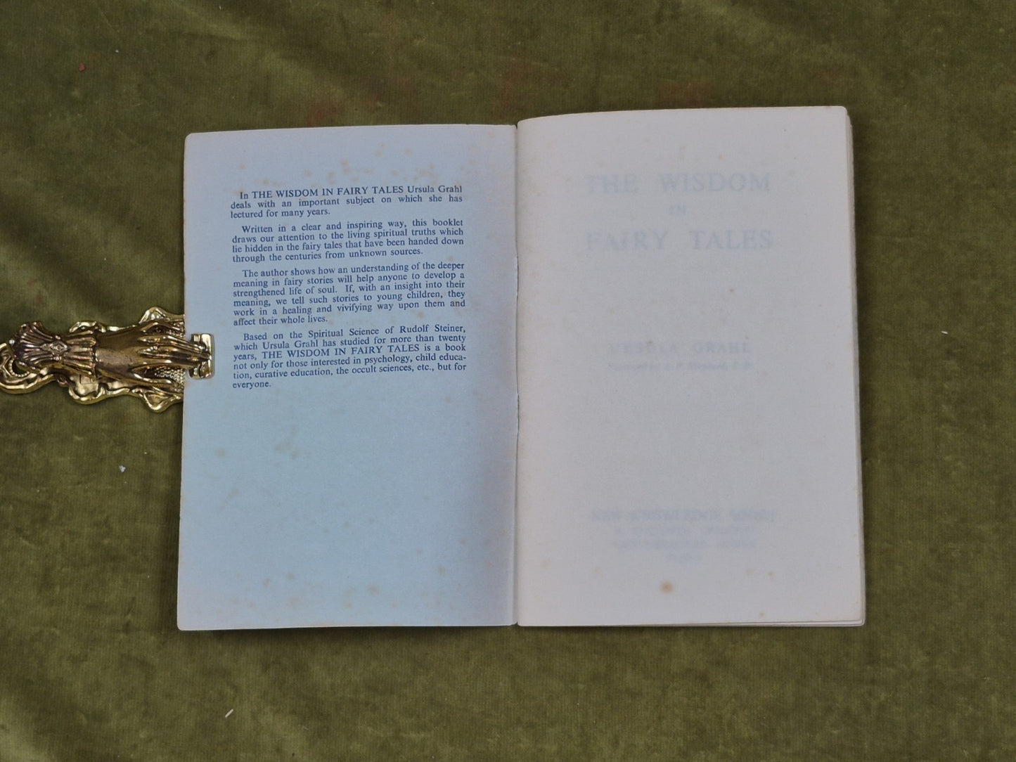 The Wisdom in Fairy Tales - Ursula Grahl New Knowledge Books 1st Ed R. Steiner2