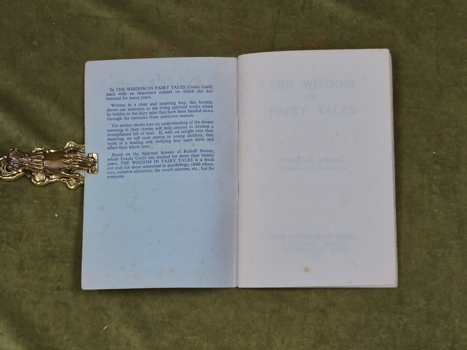 The Wisdom in Fairy Tales - Ursula Grahl New Knowledge Books 1st Ed R. Steiner2