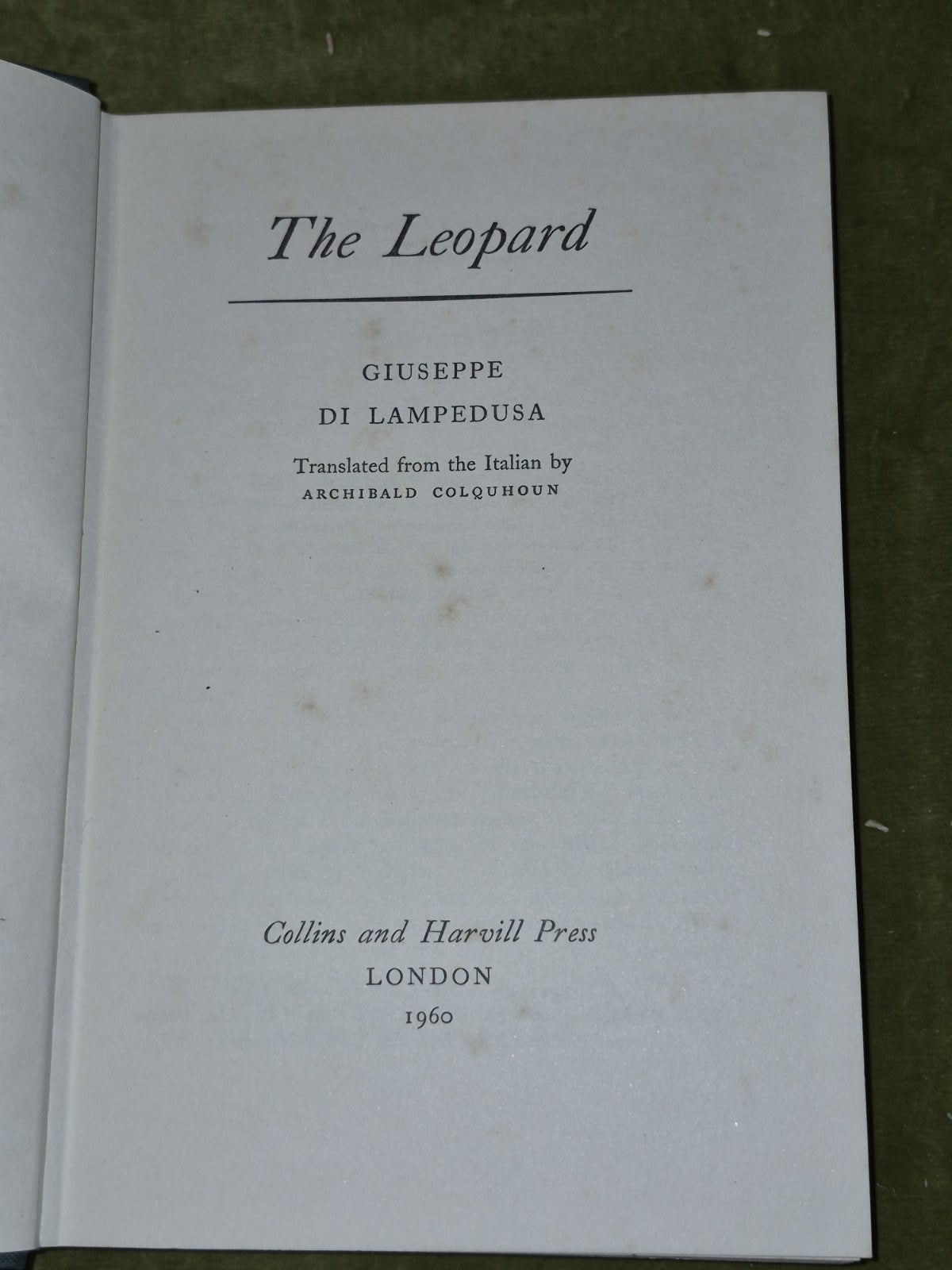 The Leopard Guiseppe Di Lampedusa First Edition 1960 Collins and Harvill4