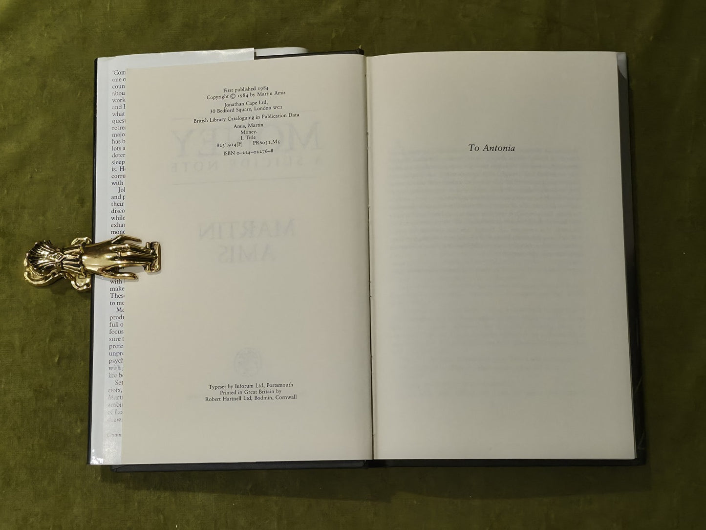 Money a Suicide Note - Martin Amis , Jonathan Cape 1984 1st HB DJ6