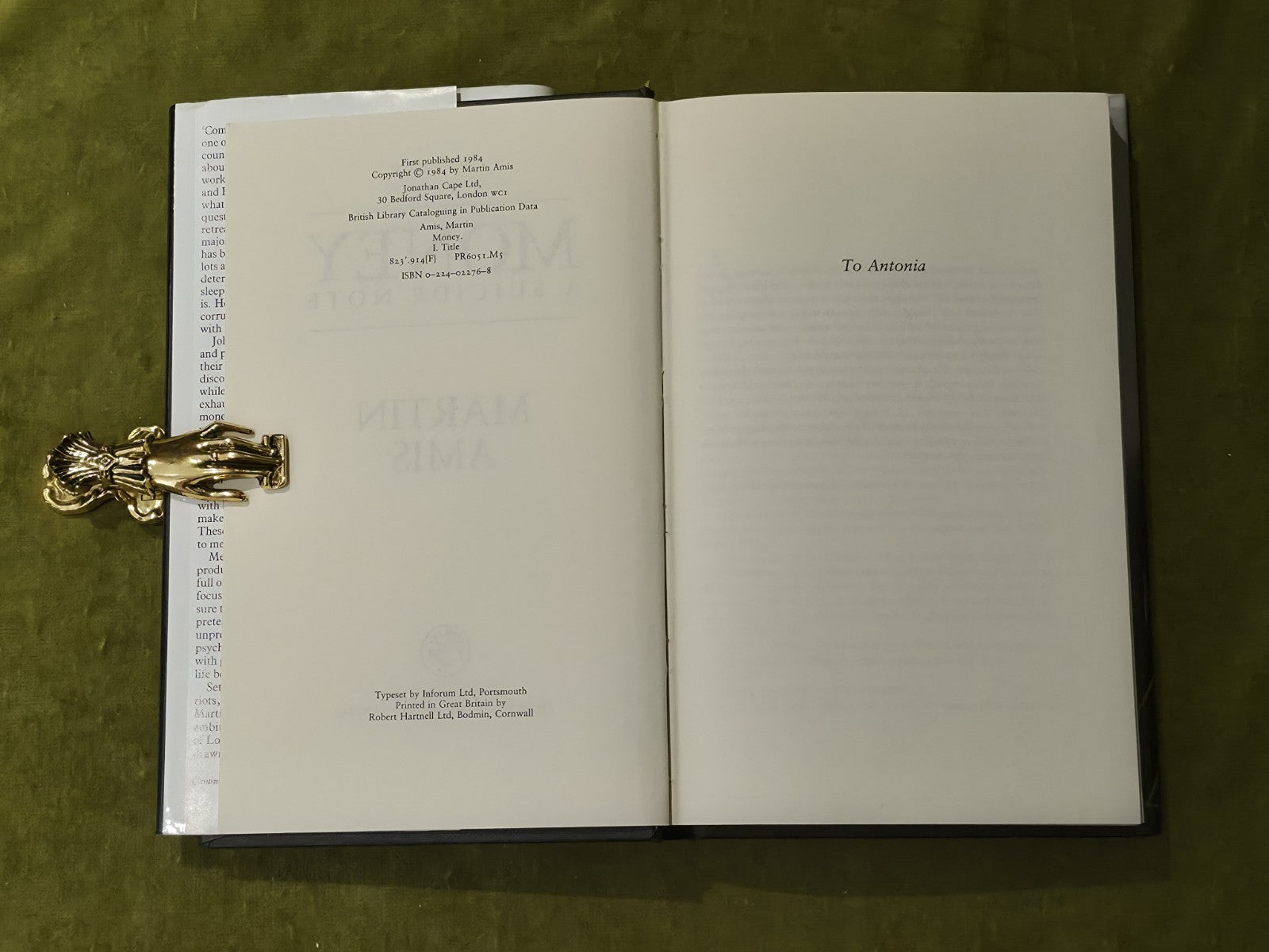 Money a Suicide Note - Martin Amis , Jonathan Cape 1984 1st HB DJ6