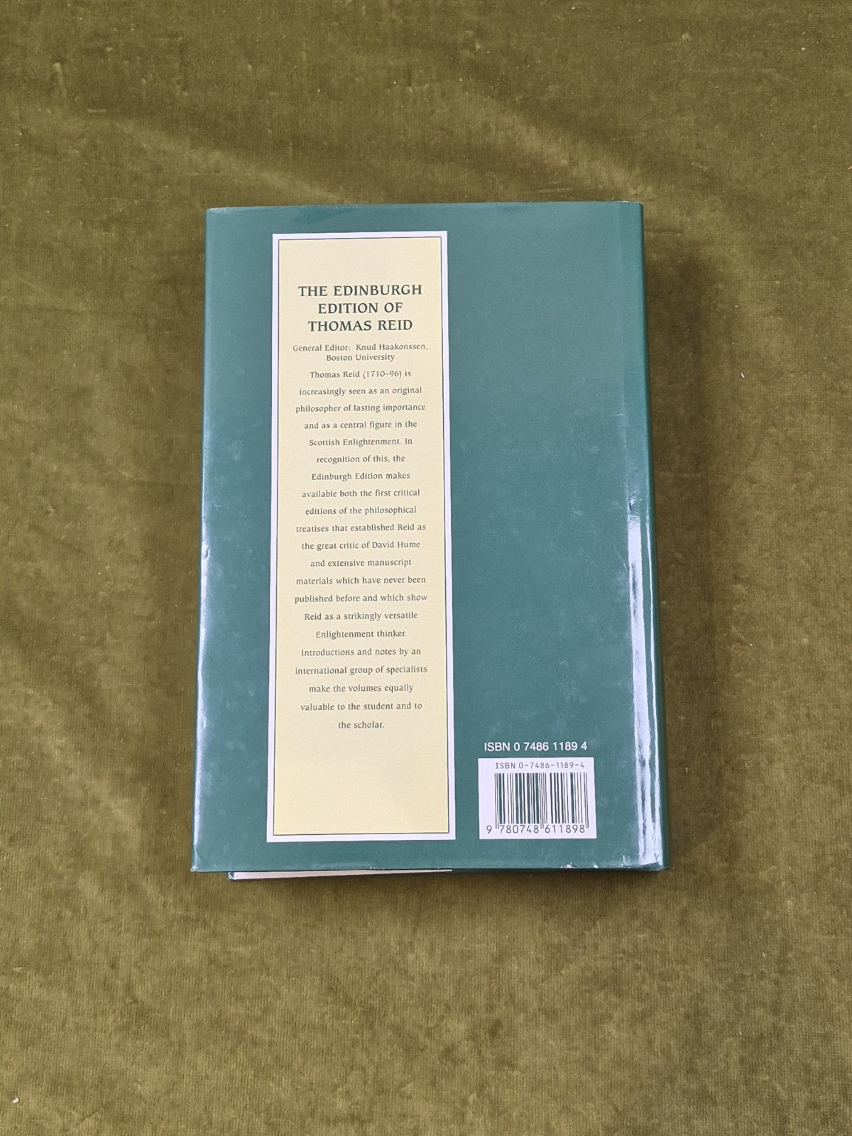 Thomas Reid - Essays on the Intellectual Powers of Man -Edinburgh Uni 2002 HB DJ1