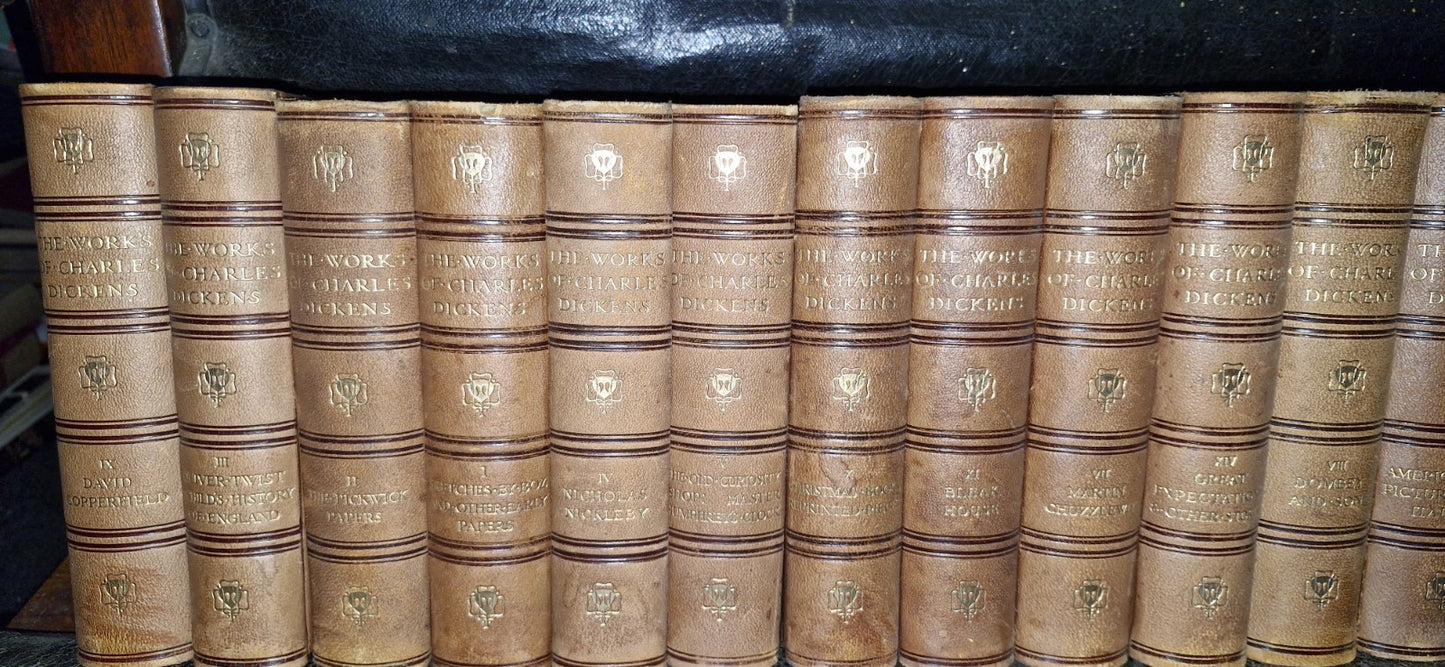 THE WORKS OF CHARLES DICKENS - 20 Volume Set In Leather GRESHAM 1912 VGC4