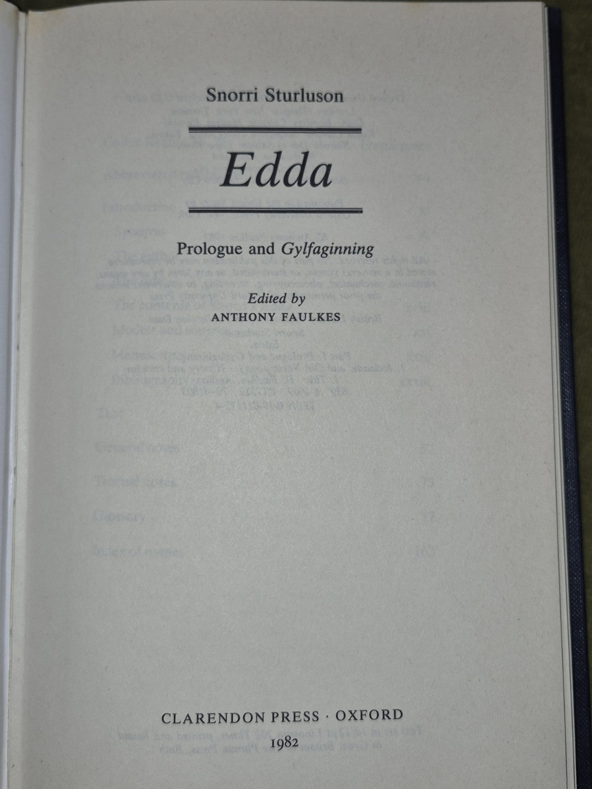 Snori Sturluson Edda Clarendon Anthony Faulkes 19823