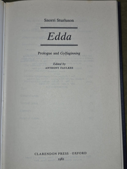Snori Sturluson Edda Clarendon Anthony Faulkes 19823