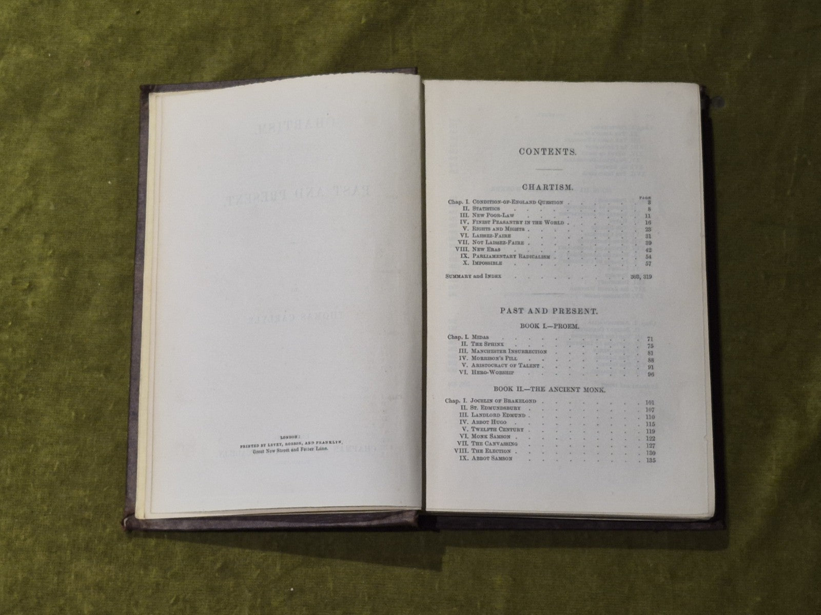 Chartism Past and Present - Thomas Carlyle - Chapman & Hall 1858 HC5
