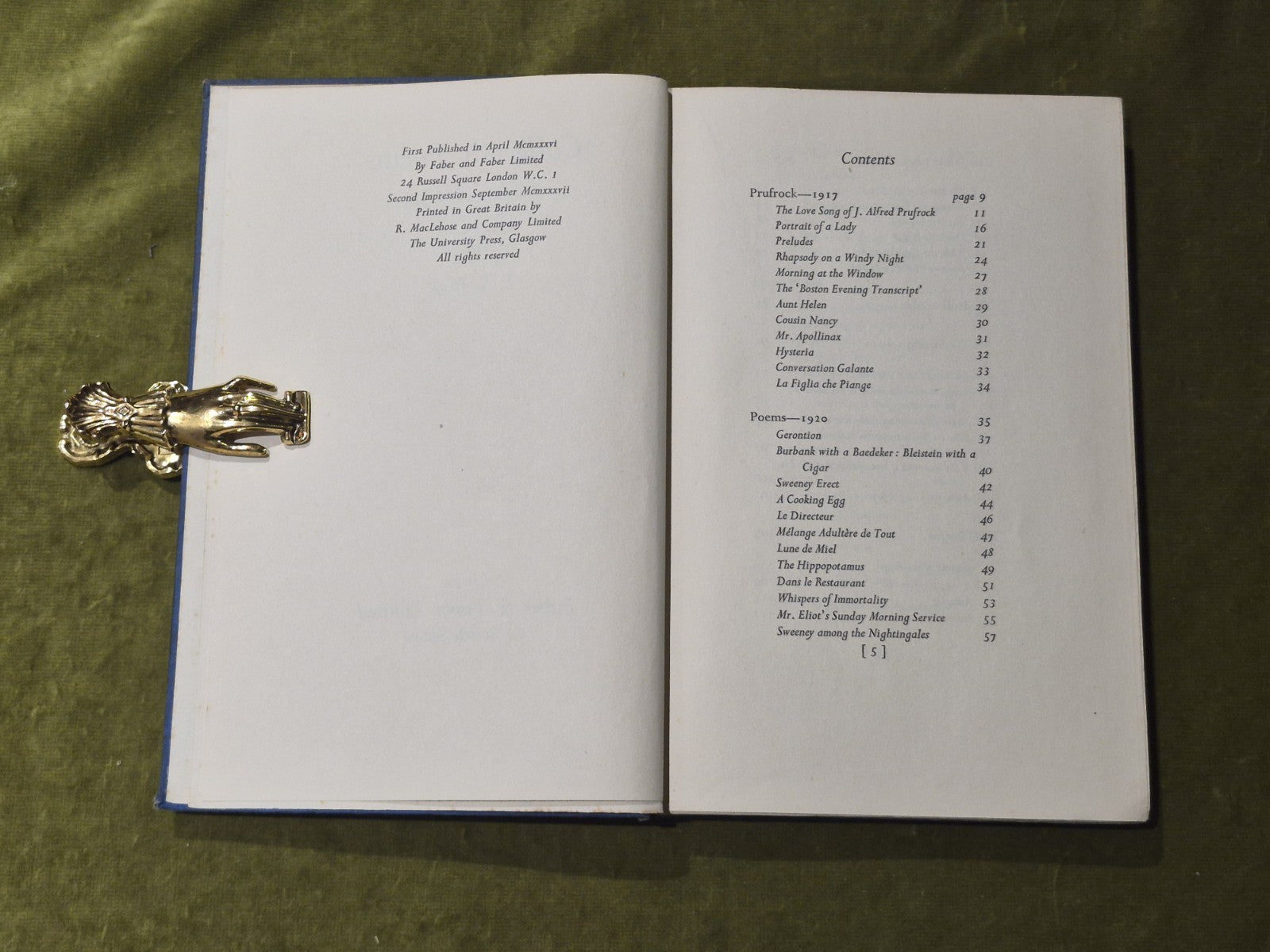 Collected Poems 1909 - 1935, T.S.Eliot, Faber & Faber, 1936 1st/2nd5