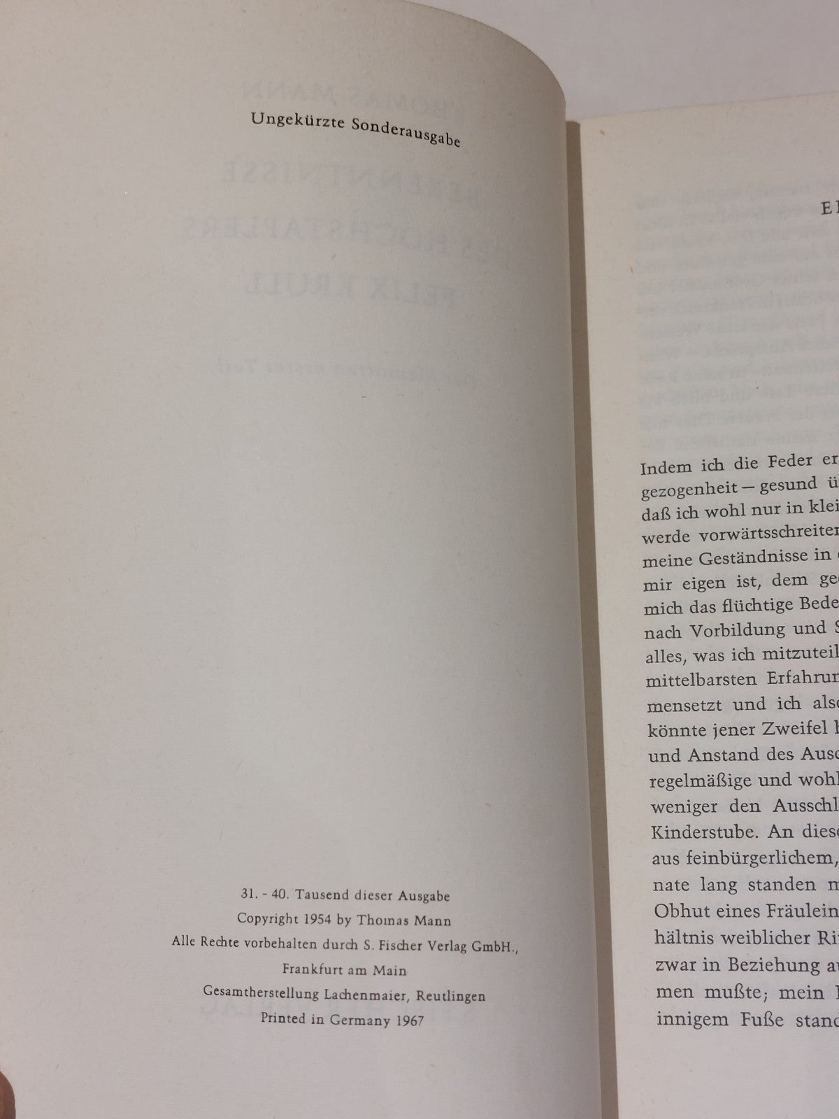 Confessions of Felix Krull By Thomas Mann. 1967 1st Ed In Germany5