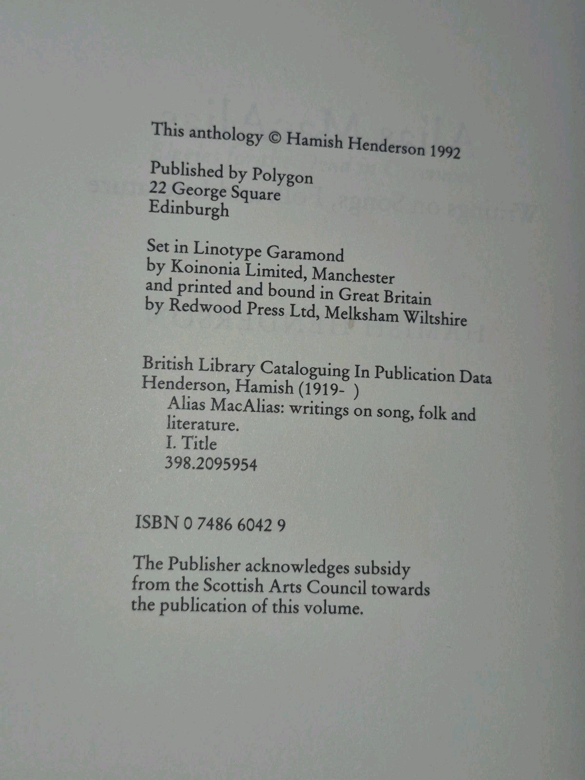 Alias MacAlias Writings on Songs Folk and Literature Hamish Henderson4