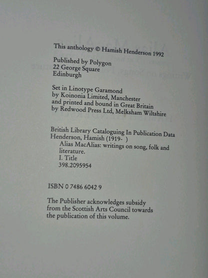Alias MacAlias Writings on Songs Folk and Literature Hamish Henderson4