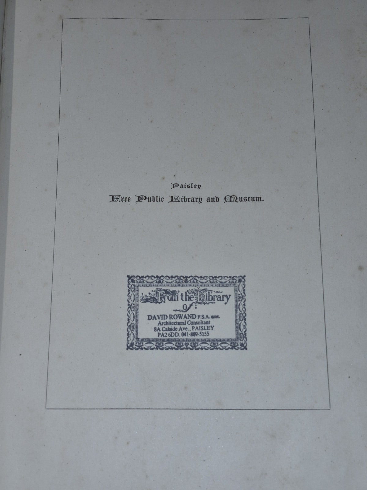 1871 PAISLEY FREE LIBRARY AND MUSEUM History SCOTLAND Peter Coats 1ST EDITION7