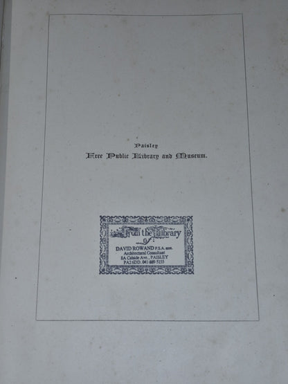1871 PAISLEY FREE LIBRARY AND MUSEUM History SCOTLAND Peter Coats 1ST EDITION7