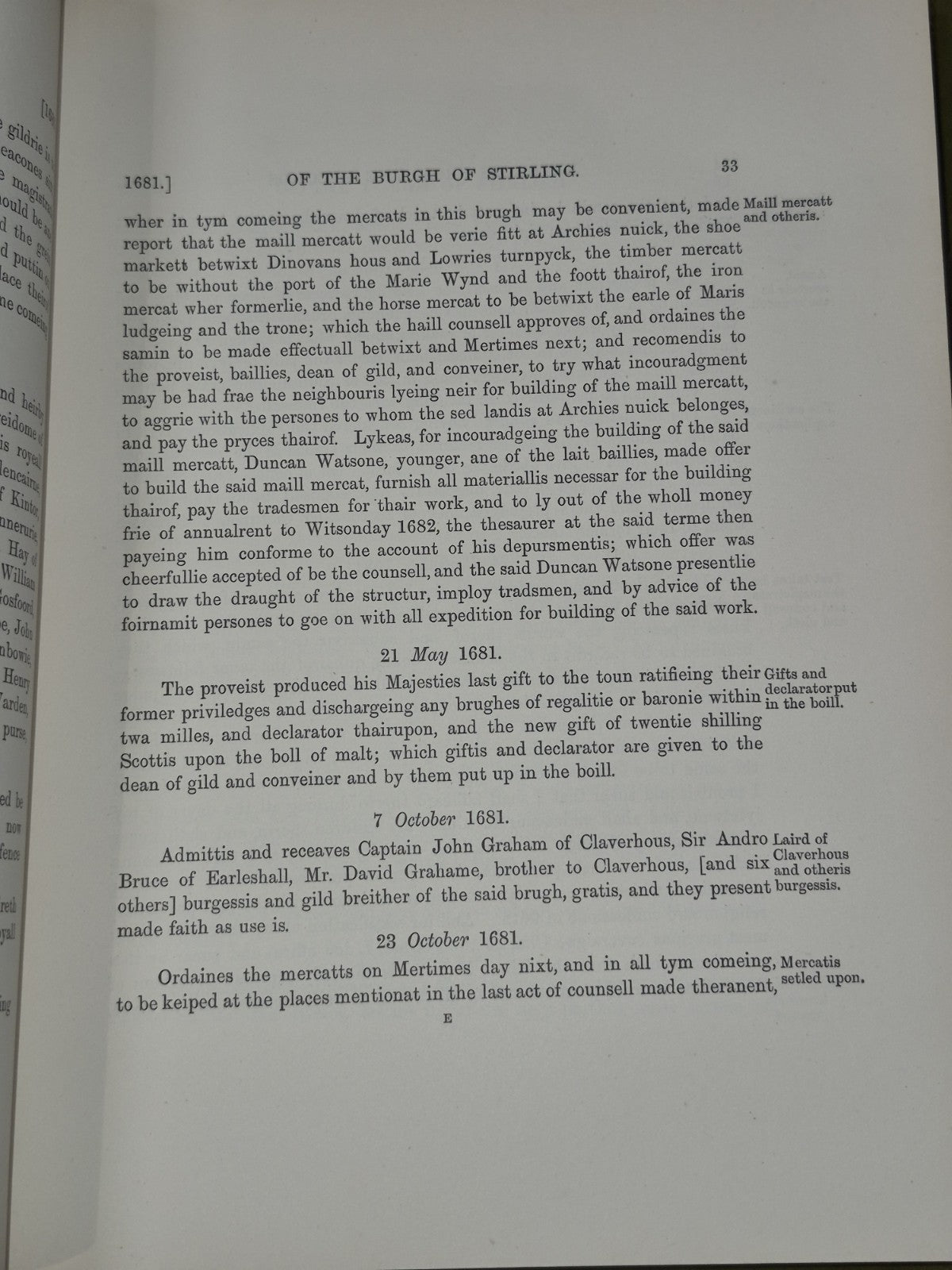 1889 EXTRACTS FROM THE RECORDS OF THE ROYAL BURGH OF STIRLING A.D. 1667-17529
