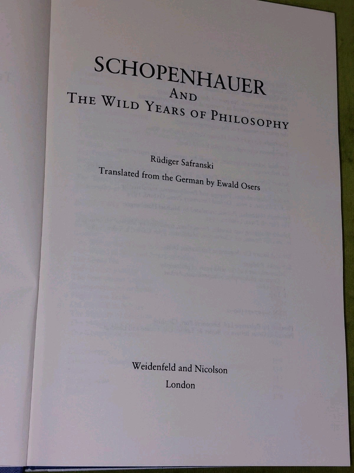 Schopenhauer by Rudiger Safranski (1989) Hardback3