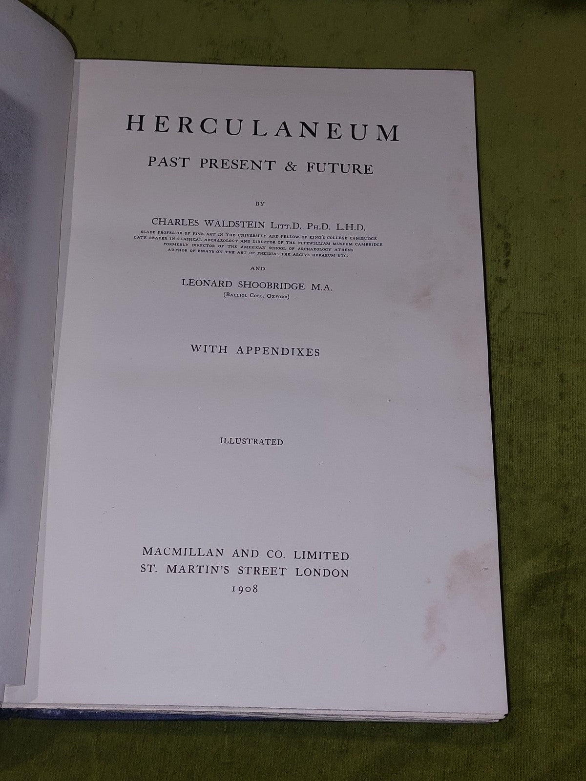 HERCULANEUM: Past, Present And Future. By Charles Waldstein: 1908 Edition Ilust 4