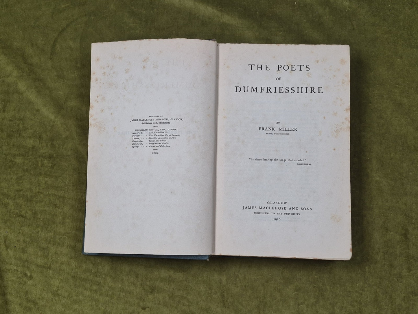 The Poets of Dumfriesshire by Frank Miller , Maclehose 1910 HB4