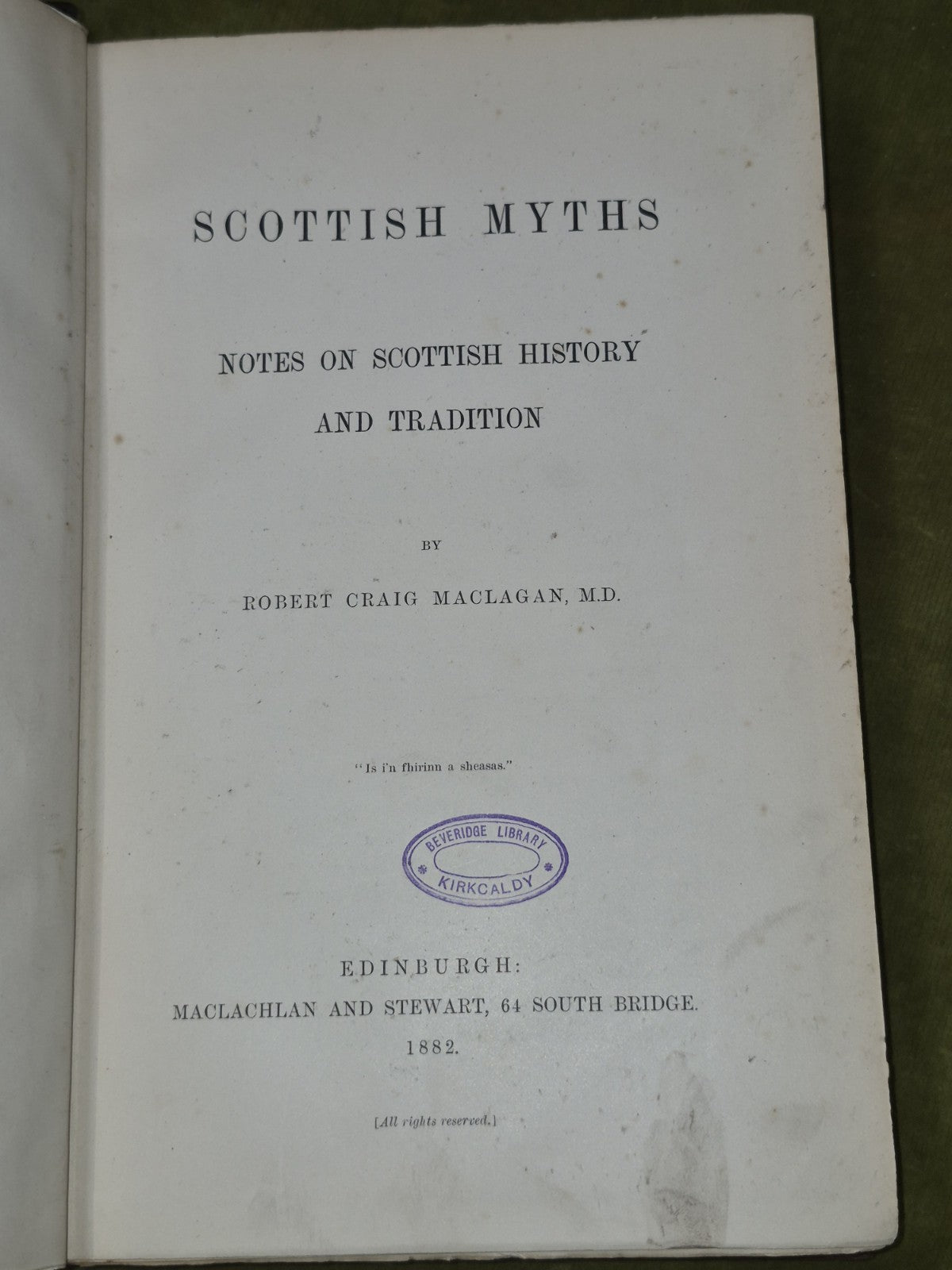 Scottish Myths Robert Craig Maclagan and Stewart 1882 3