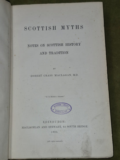 Scottish Myths Robert Craig Maclagan and Stewart 1882 3