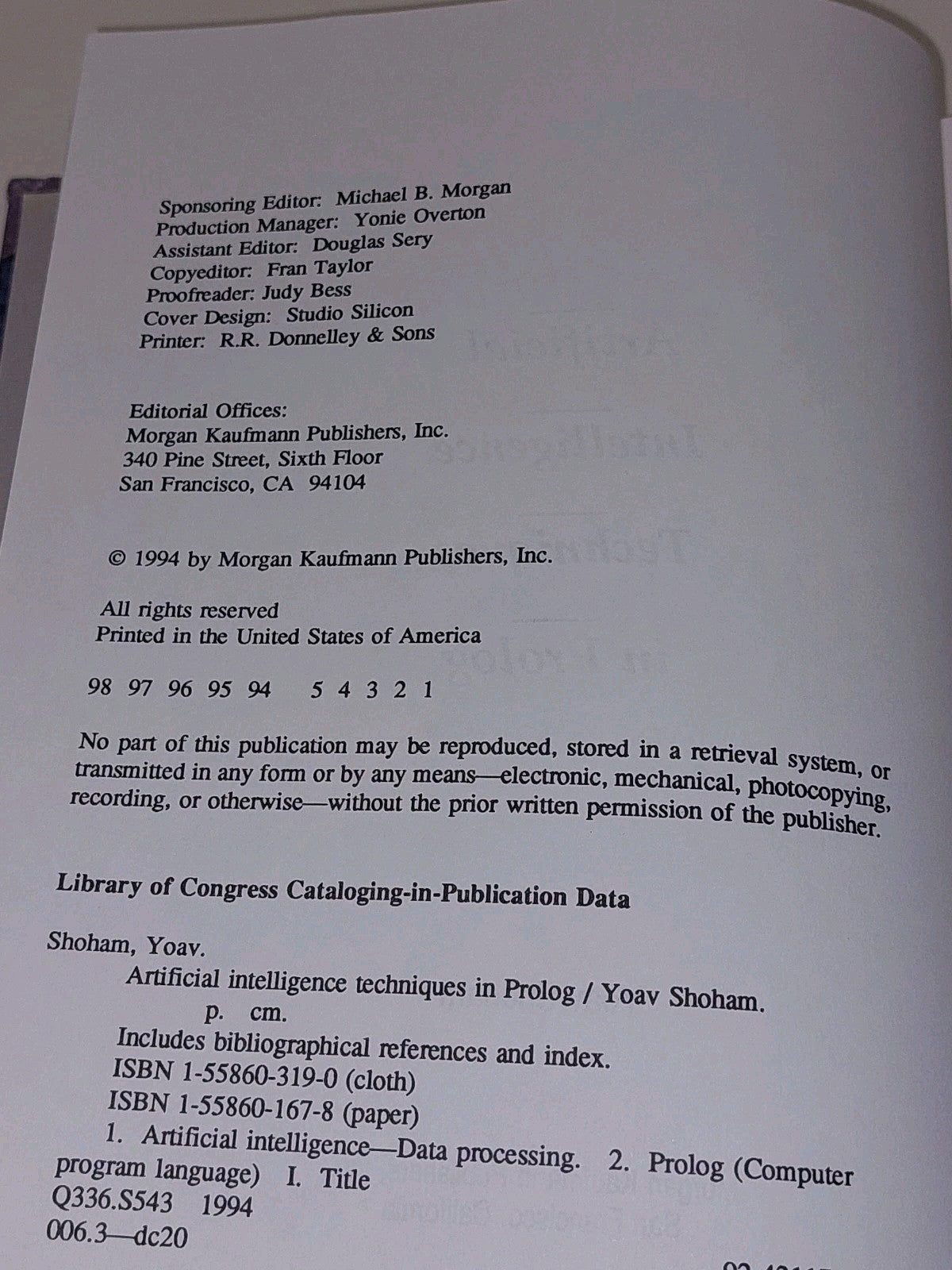 Artificial Intelligence Techniques In Prolog By Yoav Shoham (1994) Hb Book6