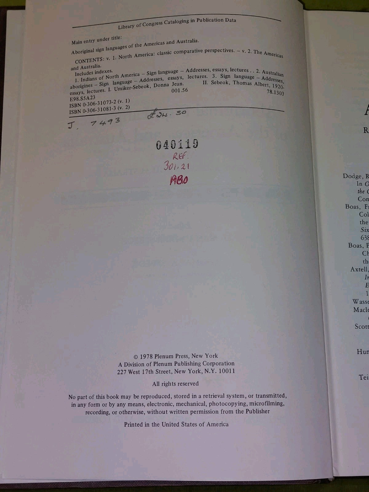 Aboriginal Sign Languages of the Americas and Australia Volumes 1 AND 2 (1978)6
