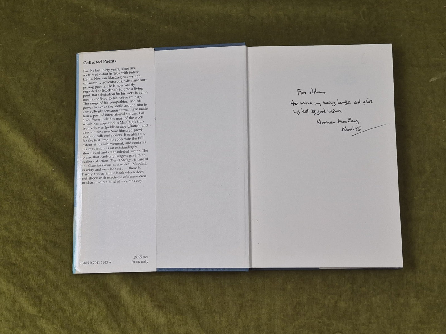 Collected Poems SIGNED by Norman MacCaig , Chatto & Windus 1985 1st HB DJ3