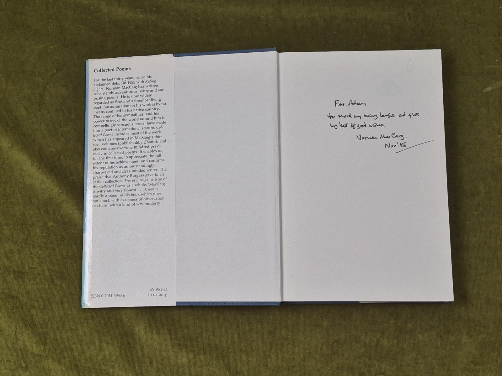 Collected Poems SIGNED by Norman MacCaig , Chatto & Windus 1985 1st HB DJ3